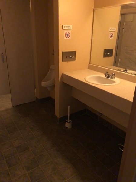 Salle de toilette pour hommes, partiellement accessible