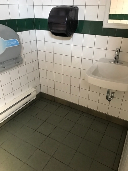 Toilette femmes à cabinet unique partiellement accessible