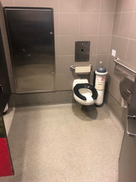 Cabine de toilette accessibles pour femmes située dans la zone publique (niveau départs États-Unis)