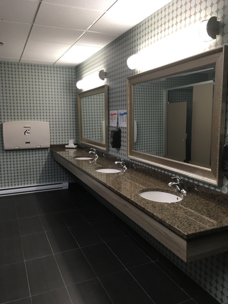 Salle de toilette publique femme lavabo