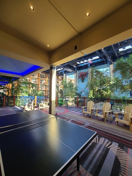 Mezzanine accessible offrant une vue sur l'espace Jardin Tropical