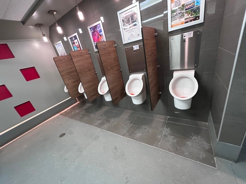 Chalet des Voyageurs - salle de toilettes hommes - urinoirs