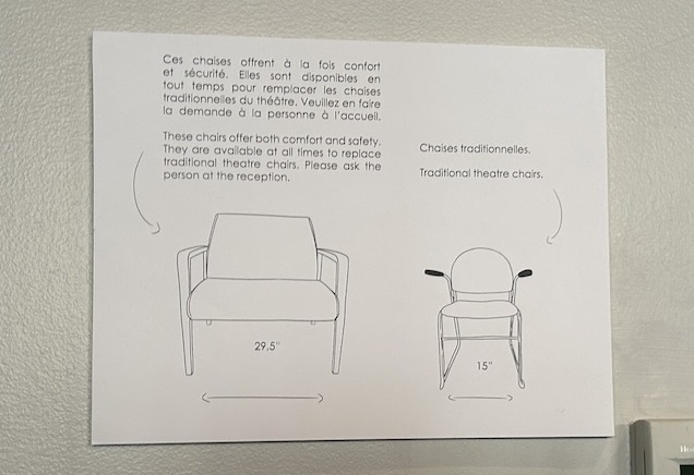 Affichage présentant les types de chaises offertes