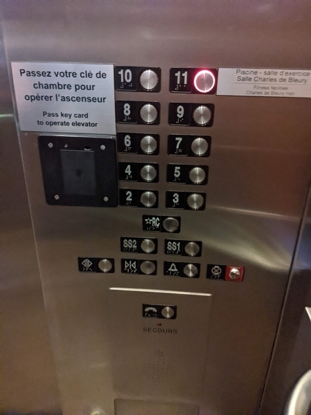 Panneau de commande intérieur de l'ascenseur