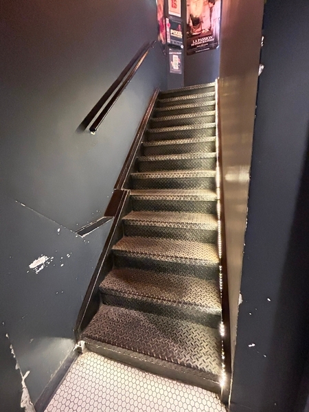 Escalier menant aux toilettes au sous-sol