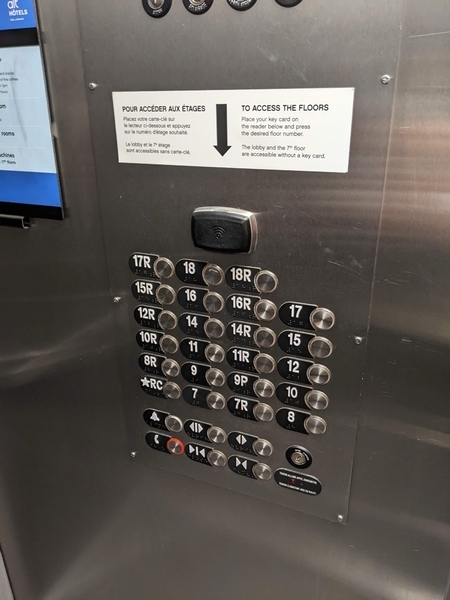 Panneau de commandes de l'ascenseur pour accéder aux étages