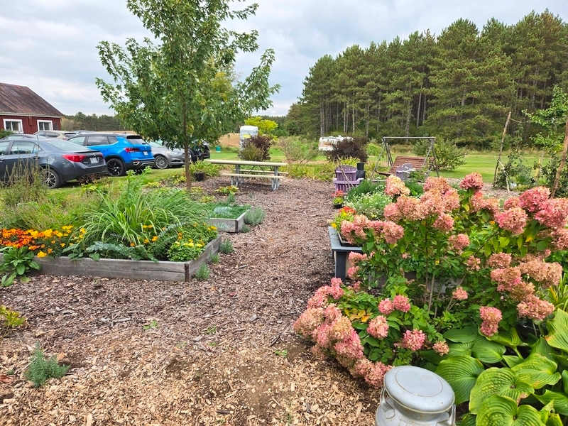 Sentier des jardins avec la table accessible