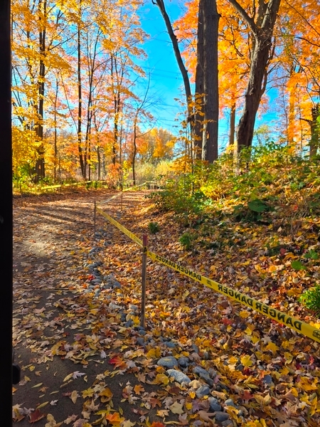 Sentier en pente raide, délimité 